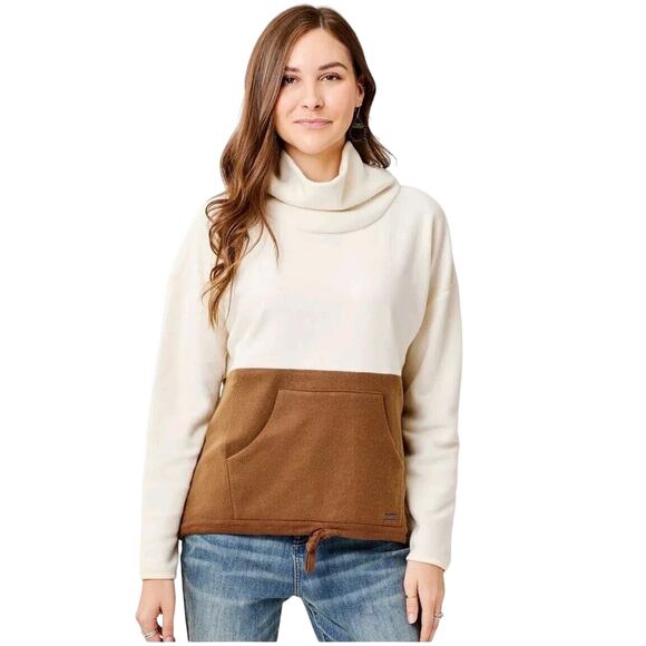 Carve Designs Rowayton Colorblock Cowl Top Women's Sz S IVORY RUST Preppy Luxe - Picture 1 of 14